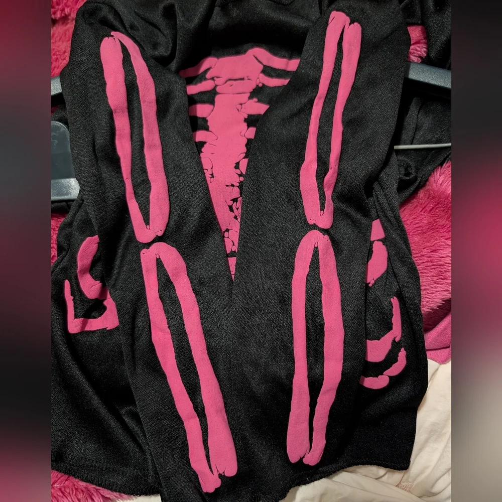 Kids Skeleton Costume Black and Pink Halloween Costume Size Small